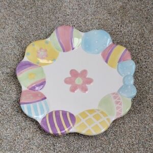 Colorful Easter Egg Plate with Floral Center